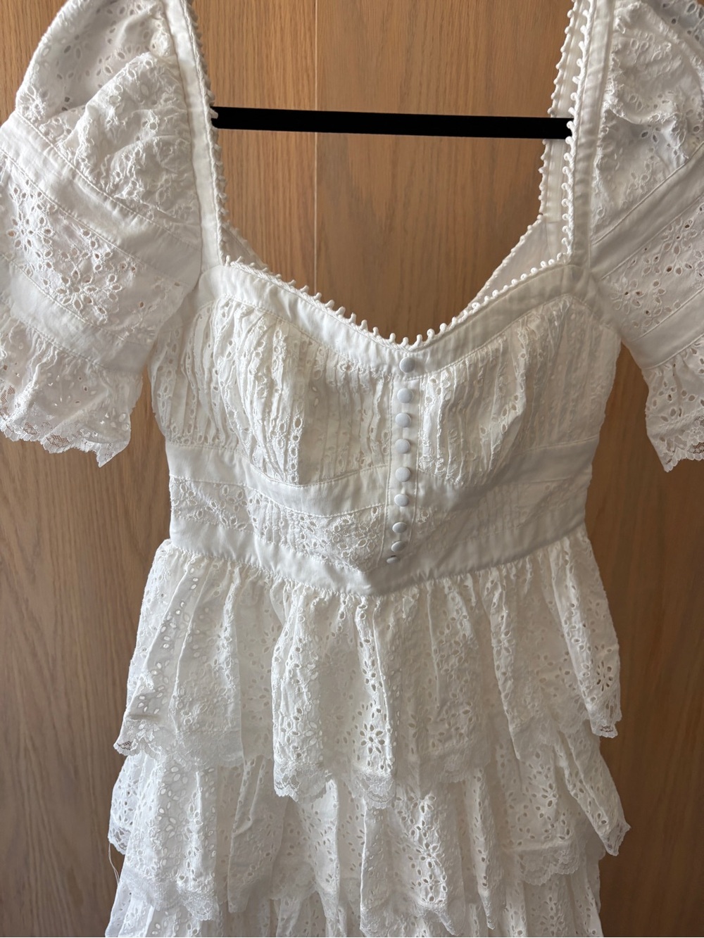 $368 NWT For Love And Lemons “Willa” Eyelet Mini Dress in White Sz Small - Picture 6 of 11
